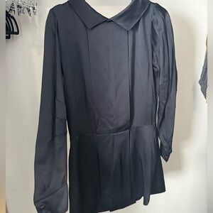 Silk Italian made Navy mini fancy dress - long sleeves collar BRAND GF FERRE